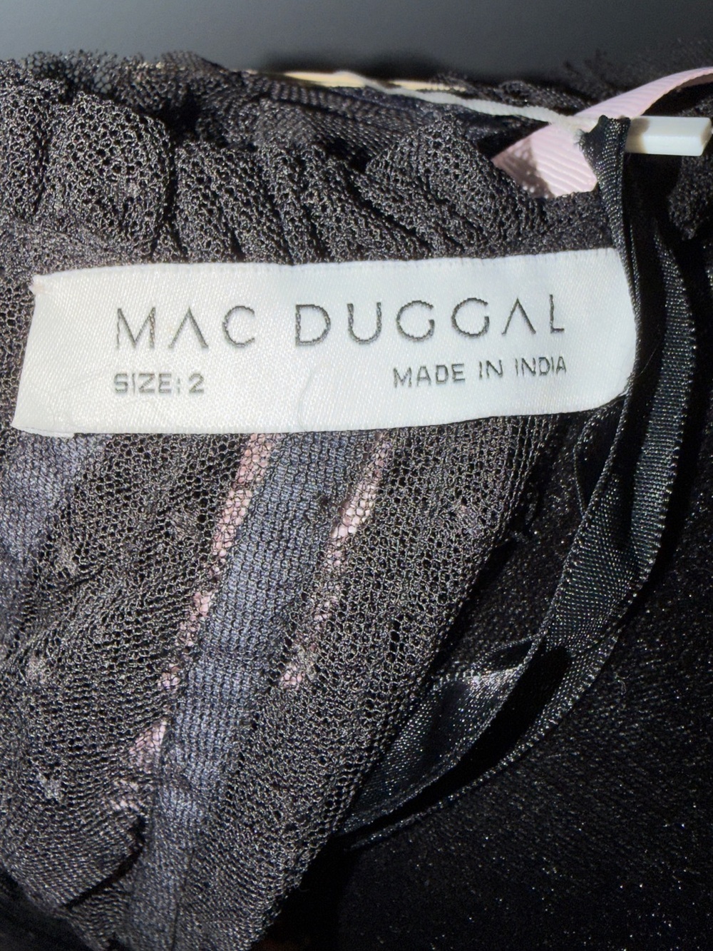 Mac Duggal Black Sheer Tiered Lace Mini Dress - Picture 7 of 7